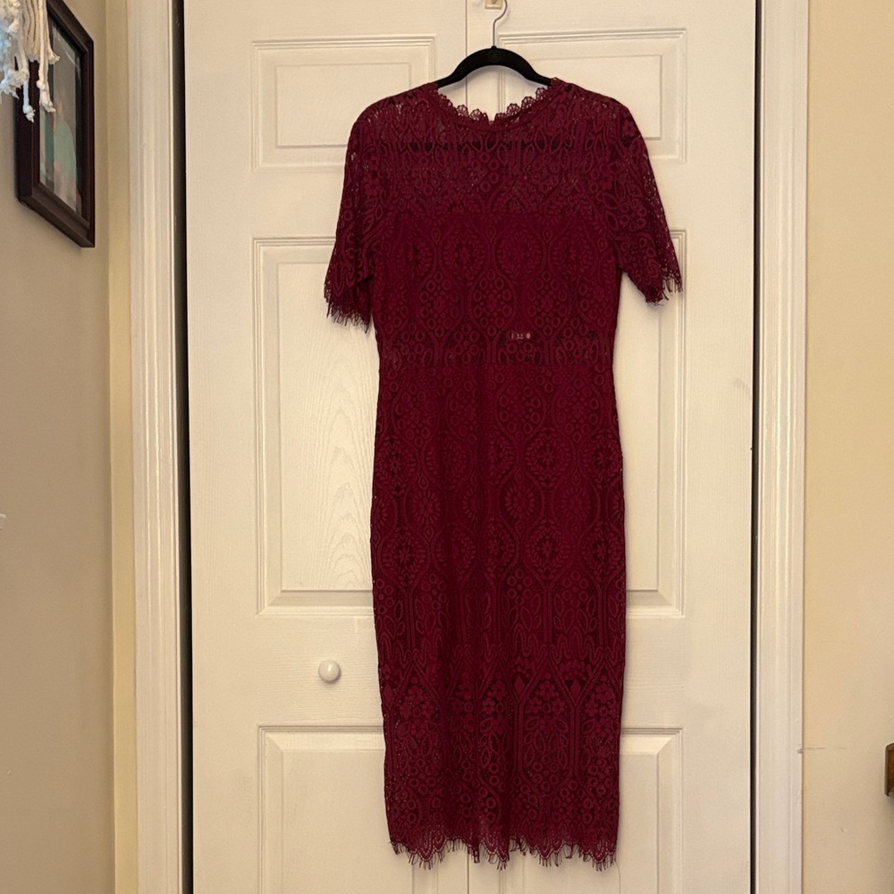 NWT Miami by Francescas Deep Burgundy Lace Midi Dress Size Large